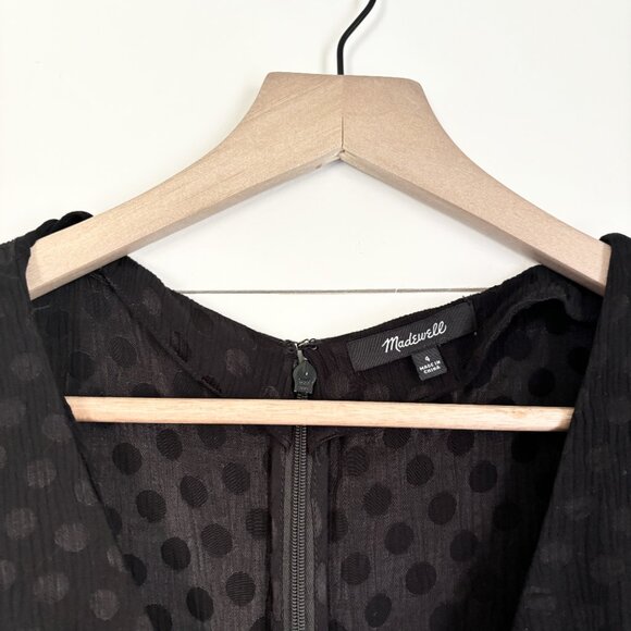 Madewell Polka Dot Black Short Sleeve Jump Suit With Tie Front Size 4 - Picture 2 of 4